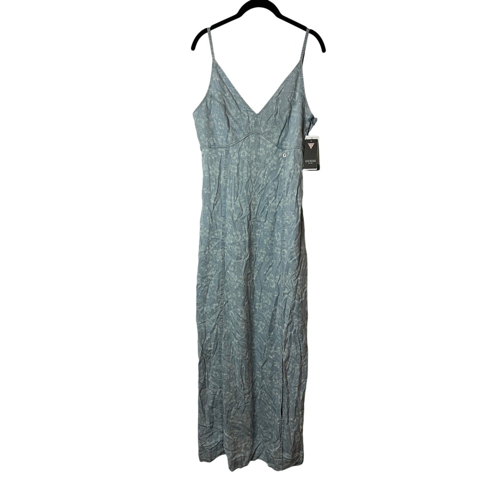 GUESS‎ Maxi Dress Womens Medium Blue Cruz Dress Bright Canyon Floral V-Neck NWT